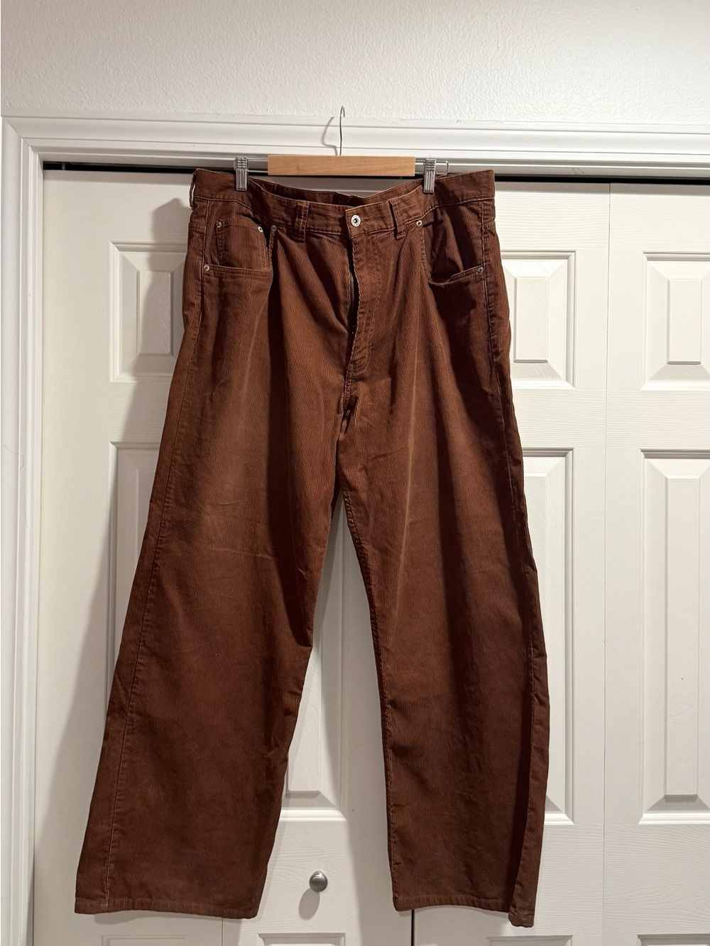 BDG Men's Corduroy Wide-Leg Pants in Rich Brown. #0101